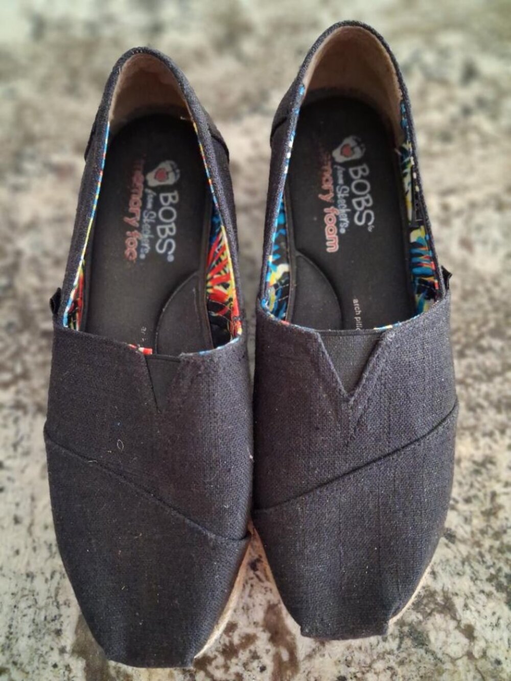 Bob's From Sketchers Memory Foam Black Espadrilles in Size 8